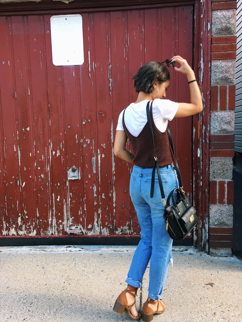 going out top, topshop cami, primark jeans, target sandals, phillip lim for target purse, ray-ban sunglasses