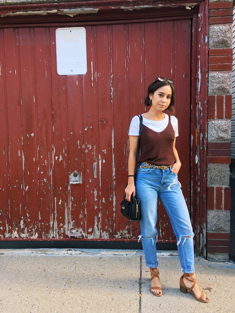 going out top, topshop cami, primark jeans, target sandals, phillip lim for target purse, ray-ban sunglasses