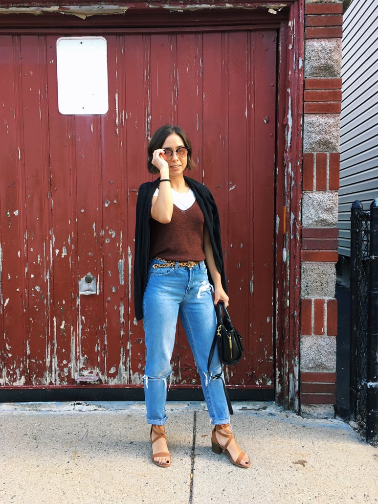 going out top, topshop cami, primark jeans, target sandals, phillip lim for target purse, ray-ban sunglasses